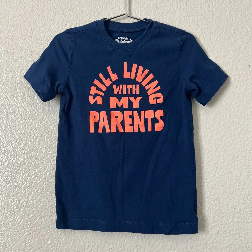 Oshkosh Originals Still Living With My Parents Tee Short Sleeve Navy Blue Orange
